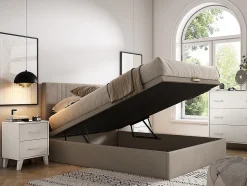 Sommier coffre 160 x 200 cm - Tissu beige - CENOVAS de YSMÉE