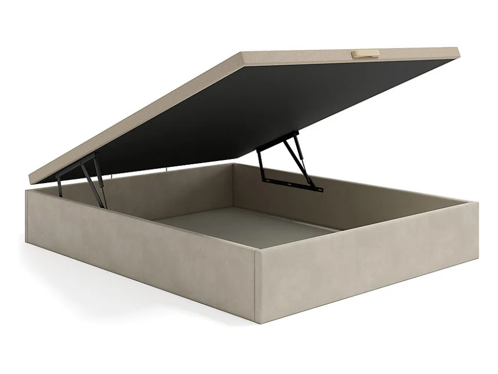 Sommier coffre 160 x 200 cm - Tissu beige - CENOVAS de YSMÉE