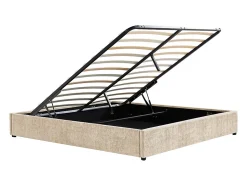 Sommier coffre 160 x 200 cm en tissu texturé - Beige - FIRMEO de YSMÉE