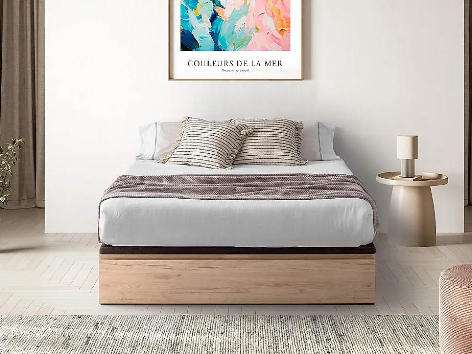 Sommier coffre avec tiroir 160 x 200 cm - Naturel clair - HESTIA de YSMÉE