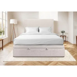 Sommier Coffre Tissu Beige clair 140x200 H39cm