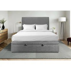 Sommier Coffre Tissu Gris anthracite 140x190 H39cm