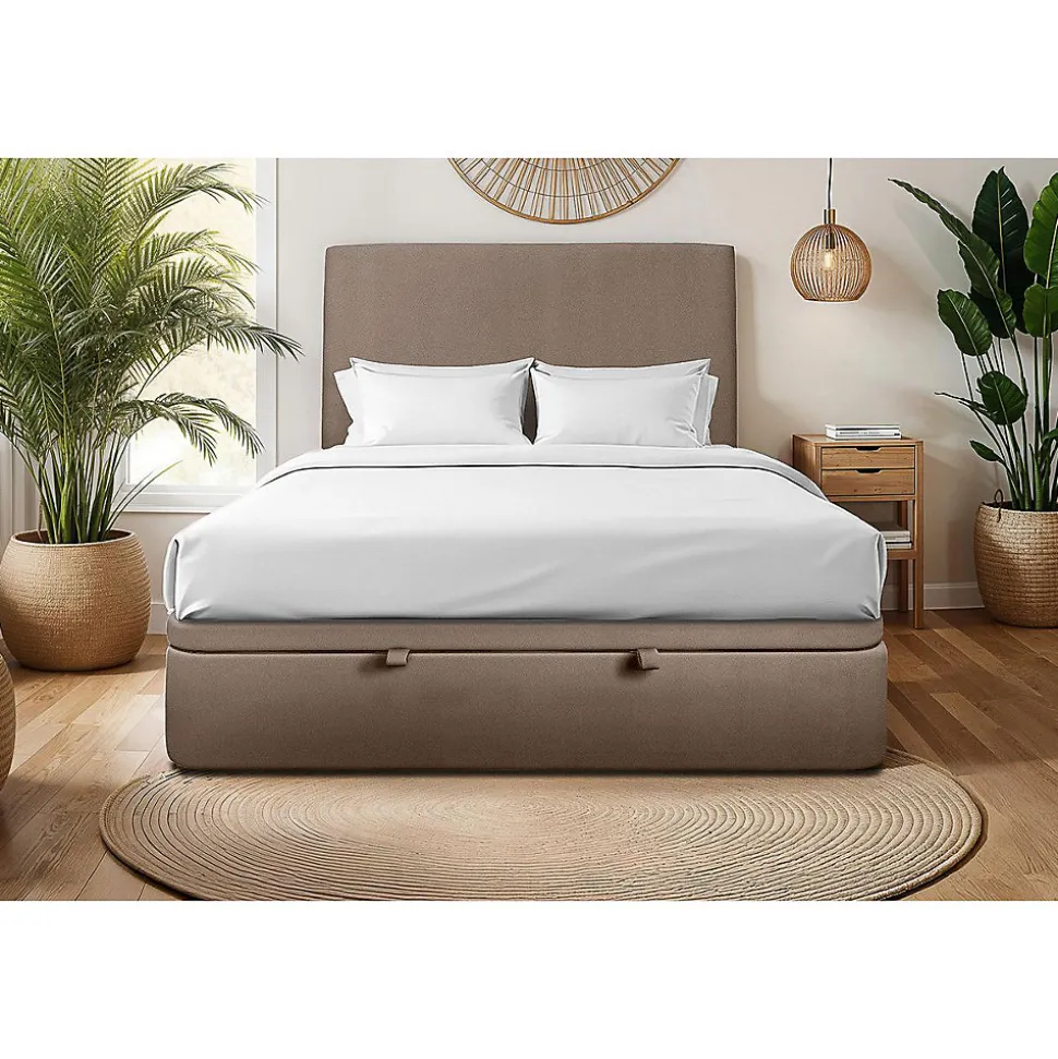 Sommier Coffre Velours Taupe 160x200 H39cm