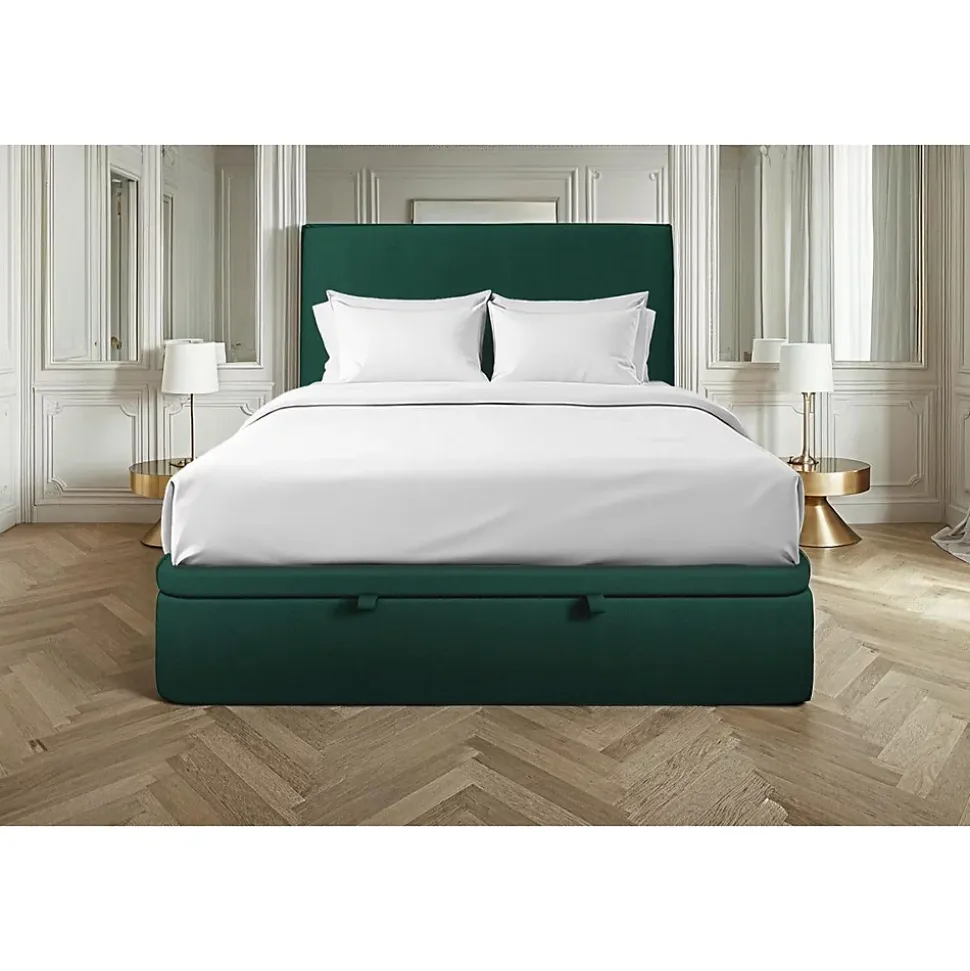 Sommier Coffre Velours Vert 140x190 H39cm