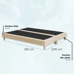 Sommier déco tapissier 2x90x200