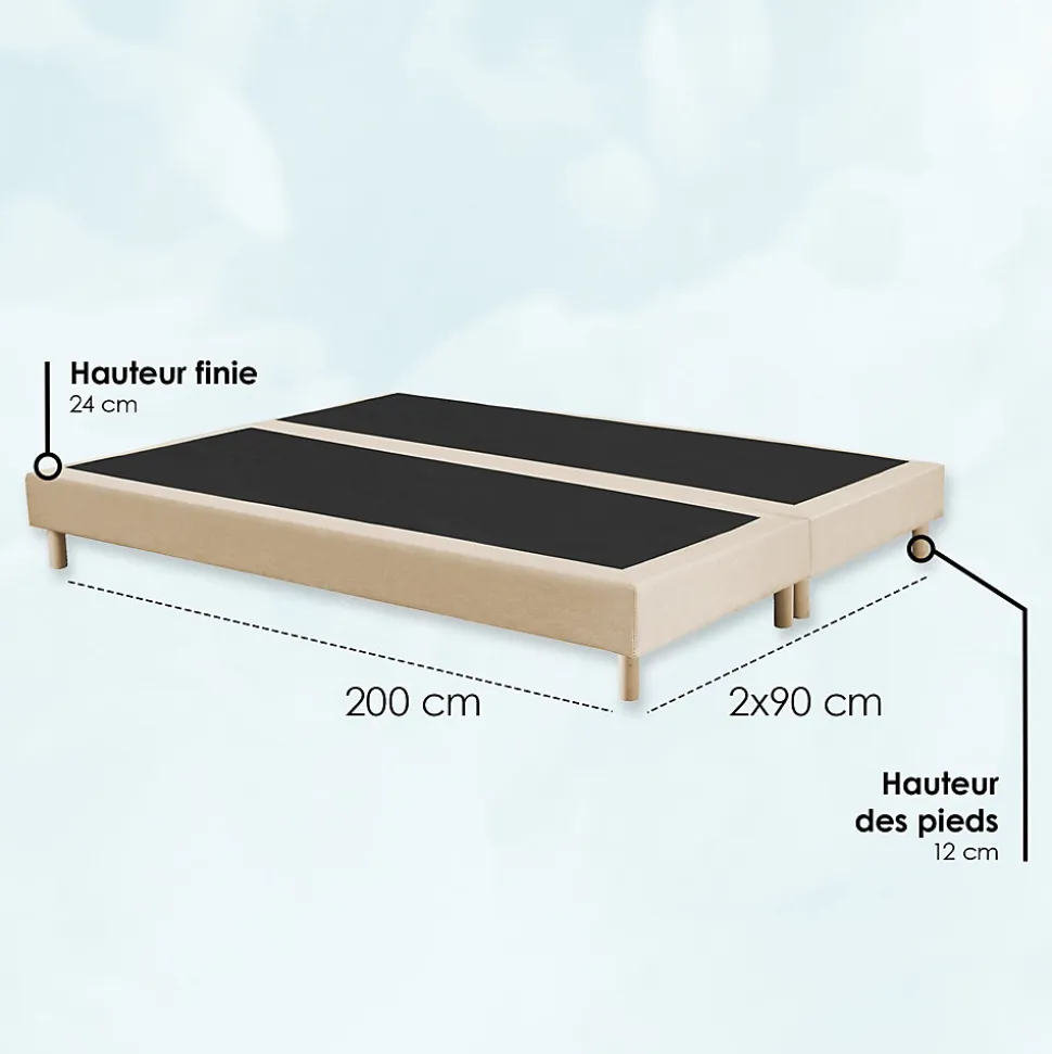 Sommier déco tapissier 2x90x200