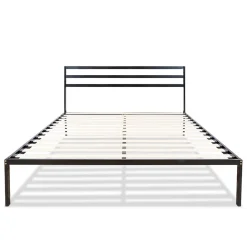 Sommier en métal avec tête de lit Quiétude 140x190 cm Livré en kit