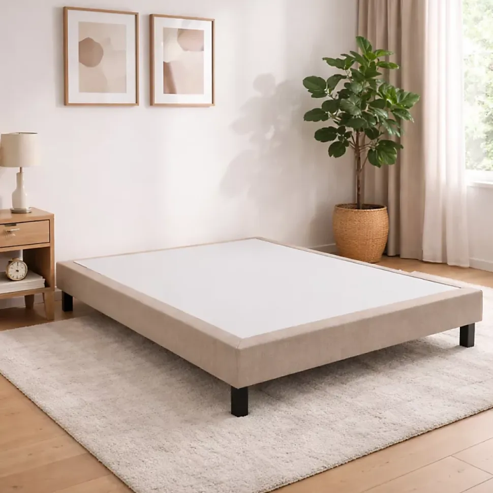 Sommier Epeda CONFORT MEDIUM DECO NATURE 180x200 Tissu gris foncé Lattes