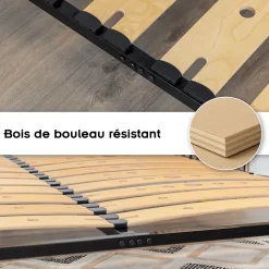 Sommier Ergonomique à Lattes Larges Et Flexibles En Bois De Bouleau 200x200 Cm Sans Pieds