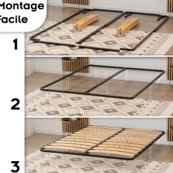 Sommier Ergonomique à Lattes Larges Et Flexibles En Bois De Bouleau 160x200 Cm Sans Pieds