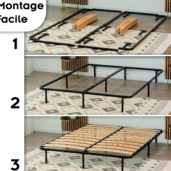 Sommier Ergonomique à Lattes Larges Et Flexibles En Bois De Bouleau 180x200 Cm Avec Pieds