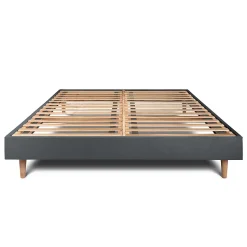 Sommier Kit Velours Gris anthracite 140x190 H29cm