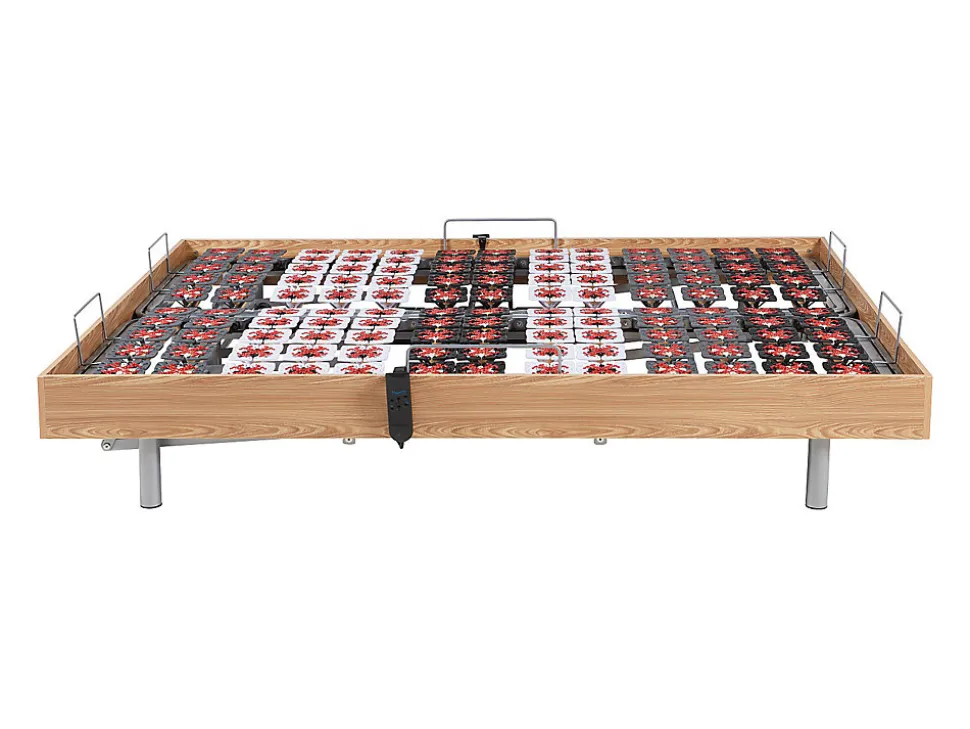 Sommier électrique de relaxation déco 2x78 plots - 2 x 90 x 200 cm - Chêne naturel - NAFURI de YSMÉE