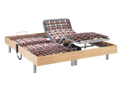 Sommier électrique de relaxation déco 2x78 plots - 2 x 90 x 200 cm - Chêne naturel - NAFURI de YSMÉE
