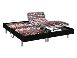 Sommier électrique de relaxation déco 2x65 plots - 2 x 80 x 200 cm - Noir - NAFURI de YSMÉE