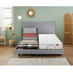 Sommier électrique Epeda HORIZON 80x200 Chiné Gris Lattes