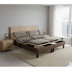Sommier électrique Essenzia Zen EMOTION MARRON 2x70x190 Lattes et Plots