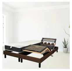 Sommier électrique Essenzia Zen EMOTION MARRON 2x70x190 Lattes et Plots