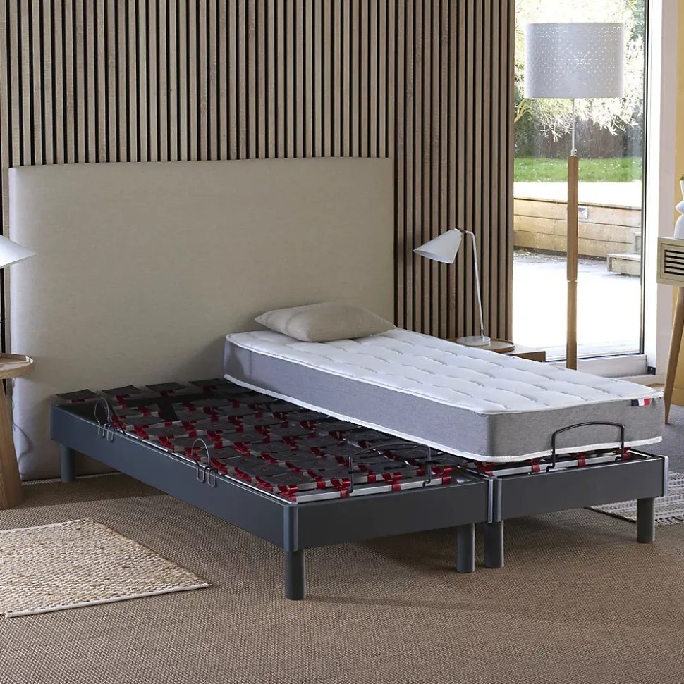 Sommier électrique et matelas mousse à mémoire forme 90x190