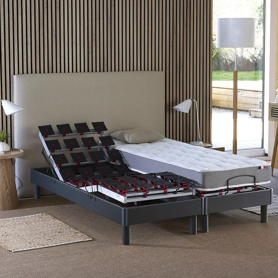 Sommier électrique et matelas mousse à mémoire forme 90x190