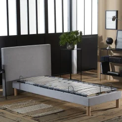 Sommier électrique matelas mémoire formex190gris clair 90x190