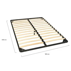 Sommier Métal RENO 160x200 cm + 1 pied amovible / Noir