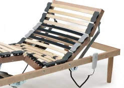 Sommier simple Dbuz, sommier à lattes en bois avec moteur, sommier orthopédique inclinable motorisé, 80x190h 34 cm