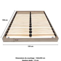 Sommier sur pied SOMKIT 160x200 / Décor Chêne grisé