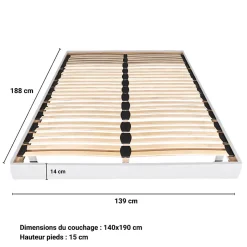 Sommier sur pied SOMKIT 140x190 / Blanc