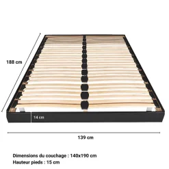 Sommier sur pied SOMKIT 140x190 / Noir
