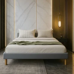 SOMMIER TAPISSIER 20 CM 120x200 - 13 lattes - montage rapide et facile - revêtement facile d'entretien - SOMMIER GREGORY GRIS