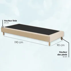 Sommier tapissier à lattes fixes 90x190 beige