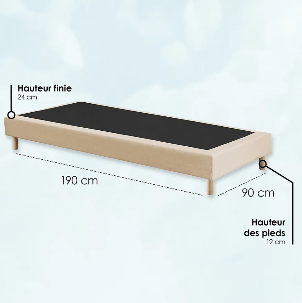 Sommier tapissier à lattes fixes 90x190 beige