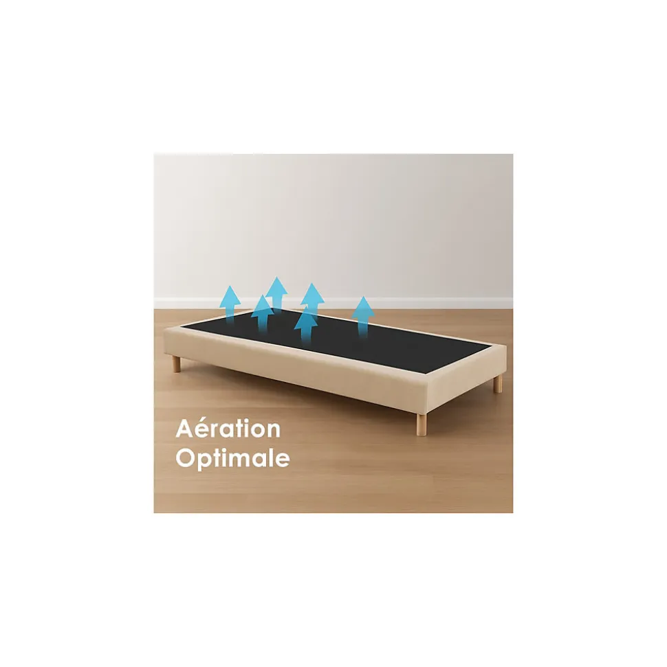 Sommier tapissier à lattes fixes 90x190 beige