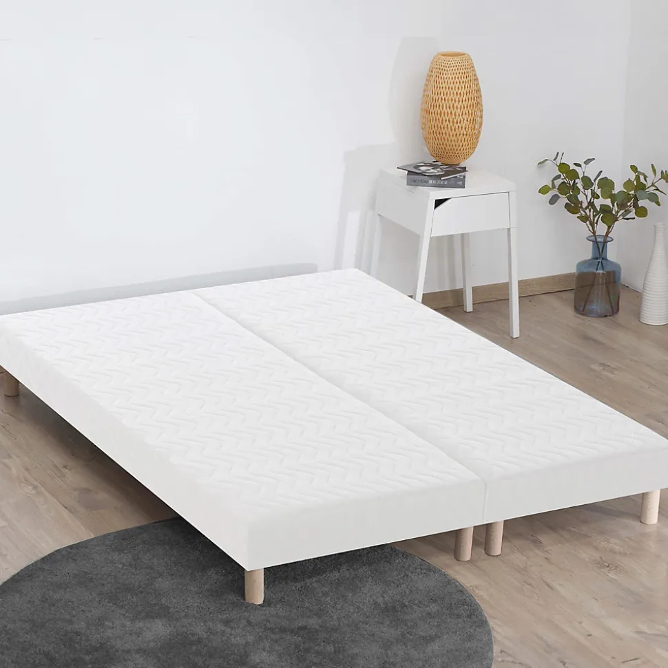 Sommier tapissier à lattes blanc 2x80x200