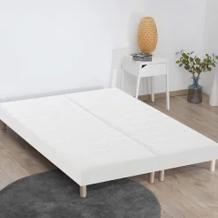 Sommier tapissier à lattes blanc 2x90x200