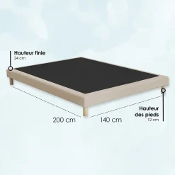 Sommier tapissier à lattes fixes 140x200 beige