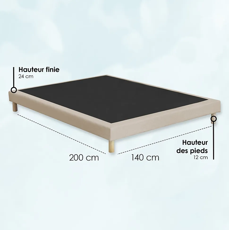 Sommier tapissier à lattes fixes 140x200 beige
