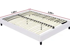 Sommier tapissier à lattes - 160 x 200 cm - 20 lattes - Blanc