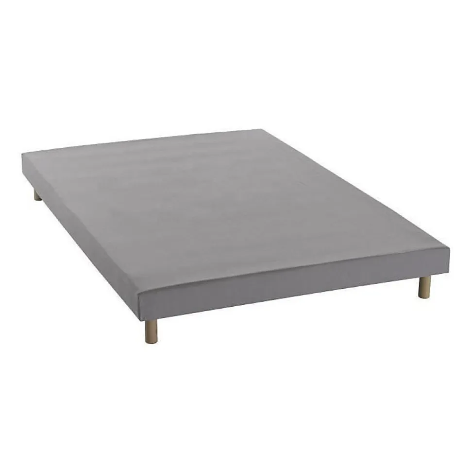 Sommier tapissier a lattes 140 x 190 - Bois massif gris + pieds - FINLANDEK Rakenne