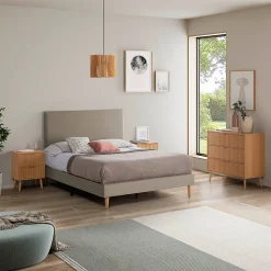 Sommier tapissier Aura + tête de lit 90x190 cm Beige, hauteur 30 cm