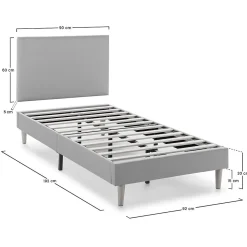 Sommier tapissier Aura + tête de lit 90x190 cm Beige, hauteur 30 cm