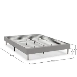 Sommier tapissier Aura 150x190 cm Gris clair, Hauteur 30 cm
