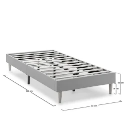 Sommier tapissier Aura 90x190 cm Gris clair, Hauteur 30 cm