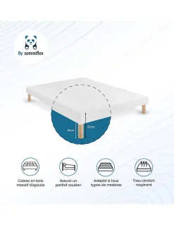 SOMMIER TAPISSIER BLANC 140x200 cm FABRICATION FRANÇAISE ARTISANALE PIEDS OFFERTS HAUTEUR avec PIEDS 27 cm
