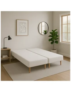 SOMMIER TAPISSIER BLANC 100x200x2 (200x200) FABRICATION FRANÇAISE ARTISANALE PIEDS OFFERTS HAUTEUR avec PIEDS 27 cm