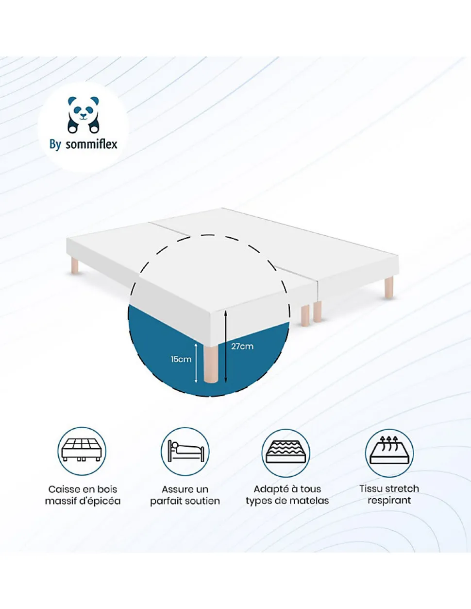 SOMMIER TAPISSIER blanc 90x200x2 (180x200) avec PIEDS offerts FABRICATION FRANÇ