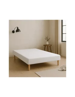 SOMMIER TAPISSIER BLANC 140x200 cm FABRICATION FRANÇAISE ARTISANALE PIEDS OFFERTS HAUTEUR avec PIEDS 27 cm