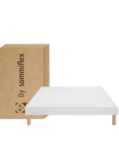 SOMMIER TAPISSIER BLANC 90x200 cm FABRICATION FRANÇAISE ARTISANALE PIEDS OFFERTS HAUTEUR avec PIEDS 27 cm