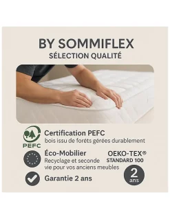 SOMMIER TAPISSIER BLANC 90x200 cm FABRICATION FRANÇAISE ARTISANALE PIEDS OFFERTS HAUTEUR avec PIEDS 27 cm